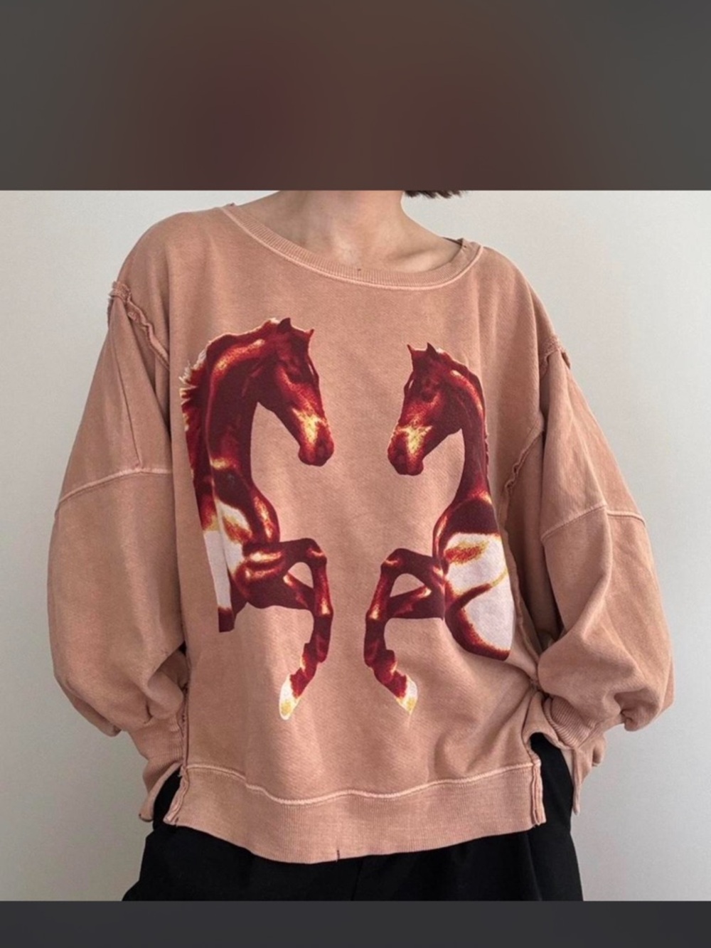 We The Free Dusty Peach Terry Pullover